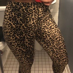 Leopard print pant height waist